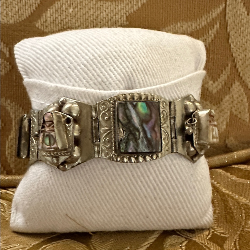 Silver Bracelet with Abalone Inlay - Picture 2 of 2